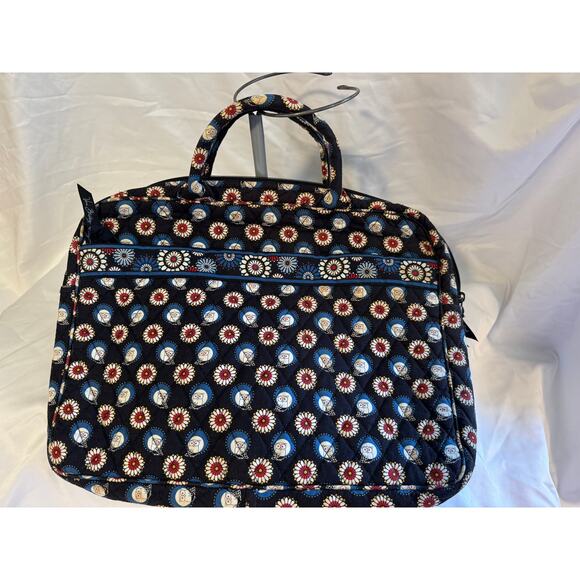 Vera Bradley laptop bag 13X16 black/blue night owl floral pattern,         C716 - Picture 1 of 5